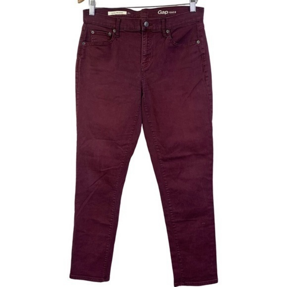 GAP‎ Maroon Red Denim Girlfriend Jeans
